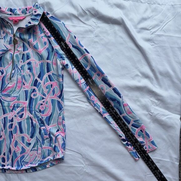 Lilly Pulitzer Skipper Popover Pullover Top Skim Blue Pink Sea Anchor Size Small - Picture 3 of 8